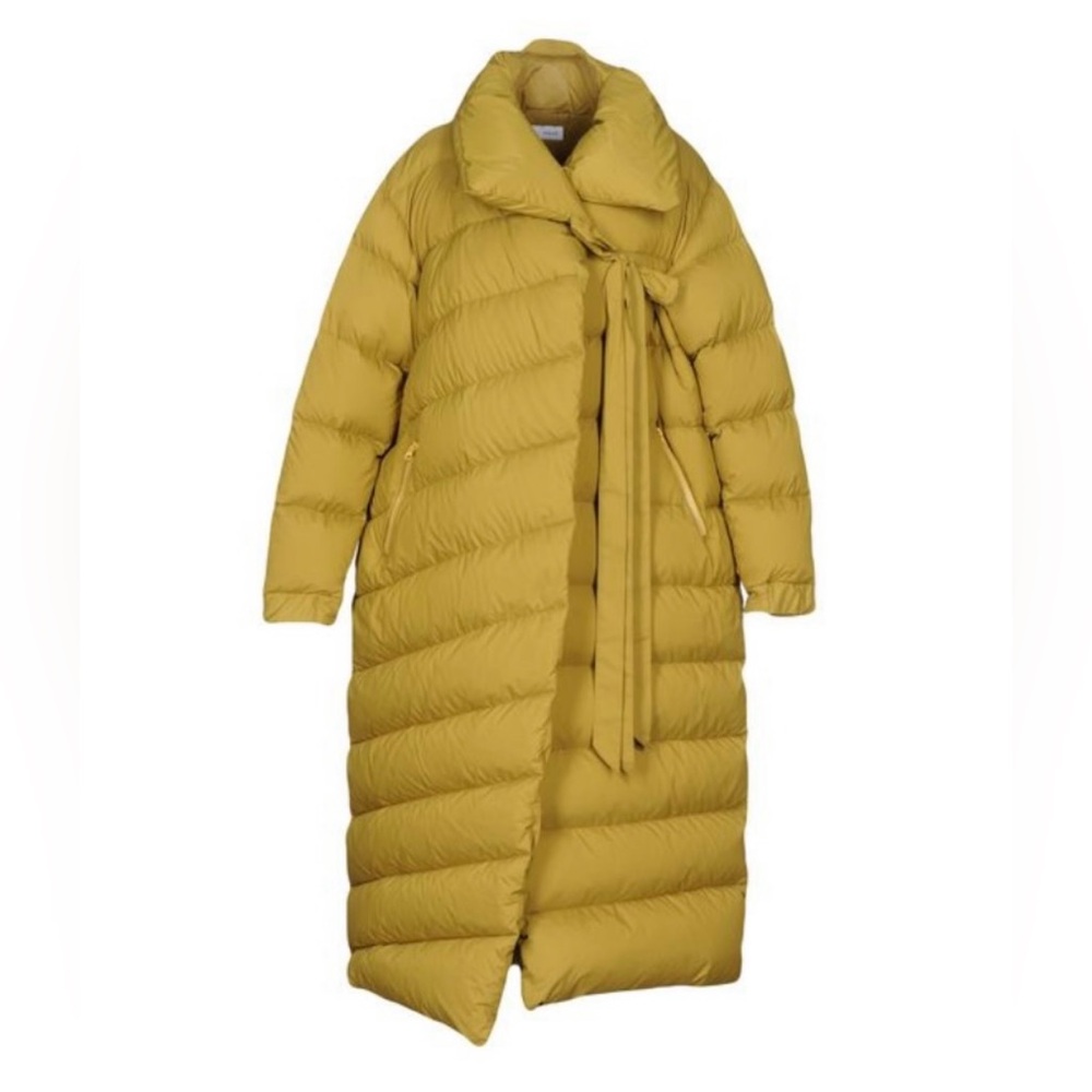 Weili Zheng olive green funnel neck long down puffer coat M new